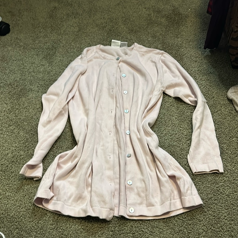 Pink button up sweater size small maternity